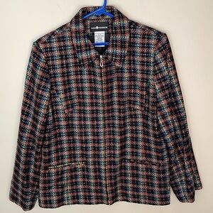 Vintage SAG HARBOR Women’s 12 Plaid Black/Rainbow Metallic Zipper Jacket Holiday